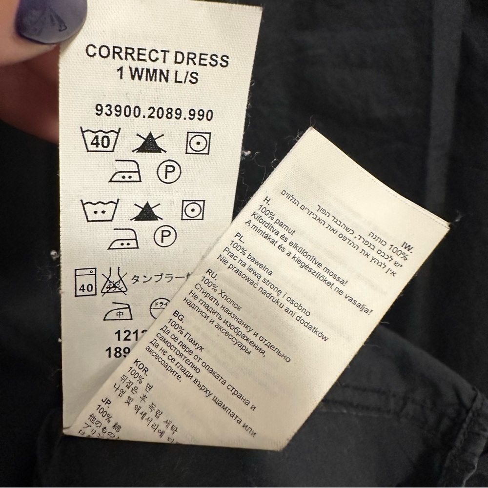 G-Star Raw Denim Correct Line Long Sleeve Shirt Dress L Button Up Black Pockets — image 8 of 8